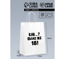 Пакет подарочный «Как было же 18», 24×14×28 см
