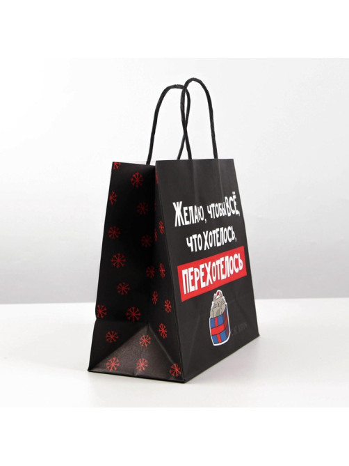 Пакет подарочный новогодний «Чтобы всё хотелось», 22×22×11 см