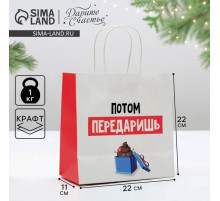 Пакет подарочный новогодний «Потом передаришь», 22×22×11 см