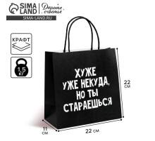Пакет подарочный, упаковка, «Хуже уже некуда», 22×22×11 см
