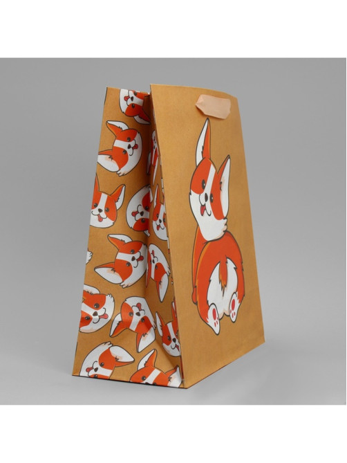 Пакет подарочный крафтовый, упаковка, «Пёсик», ML 23×27×11.5 см