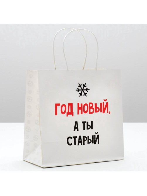 Пакет подарочный новогодний «Год Новый, а ты старый», 22×22×11 см