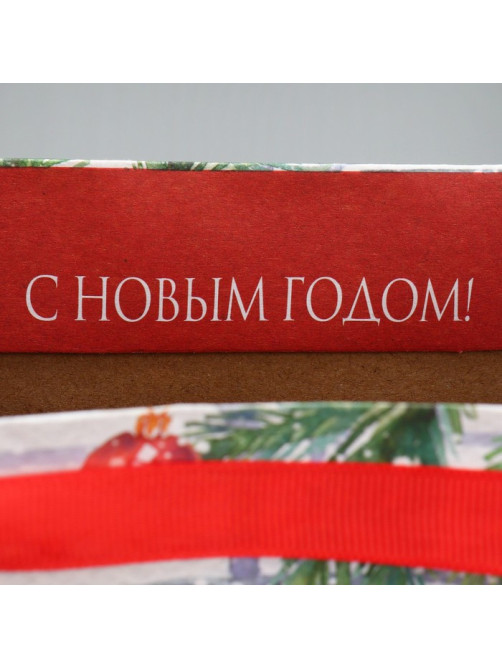 Пакет подарочный новогодний крафтовый «Новогодний дом», L 31×40×11.5 см