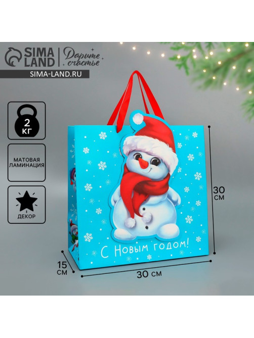 Пакет подарочный новогодний «С Новым годом», 30×30×15 см