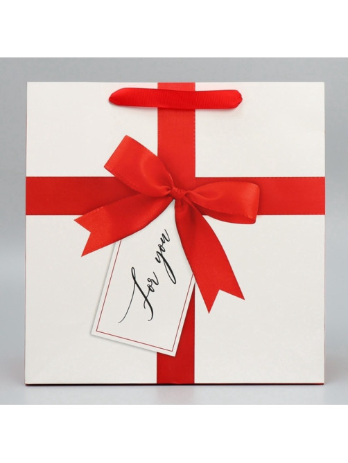 Пакет подарочный ламинированный квадратный For You, 30×30×12 см