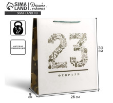Пакет подарочный ламинированный, упаковка, «23 февраля», M 26×30×9 см