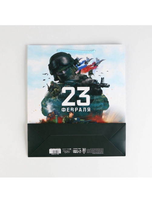 Пакет подарочный ламинированный, упаковка, «С 23 февраля», M 26×30×9 см