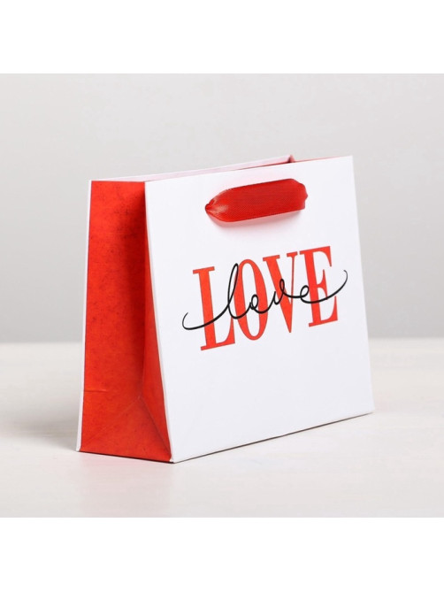 Пакет подарочный ламинированный, упаковка, LOVE, S 15×12×5.5 см