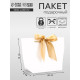 Пакет подарочный ламинированный, с лентой «Белый», горизонтальный, 19×20×9 см