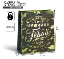 Пакет подарочный ламинированный, упаковка, «С 23 февраля», ML 23×27×11.5 см