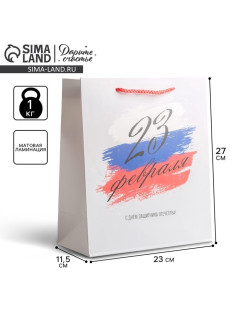 Пакет подарочный ламинированный, упаковка, «С 23 февраля», ML 23×27×11.5 см