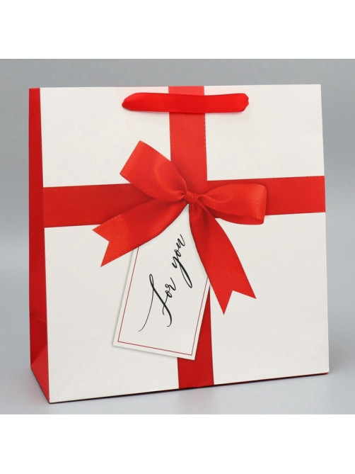 Пакет подарочный ламинированный квадратный For You, 30×30×12 см