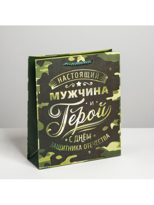 Пакет подарочный ламинированный, упаковка, «С 23 февраля», ML 23×27×11.5 см