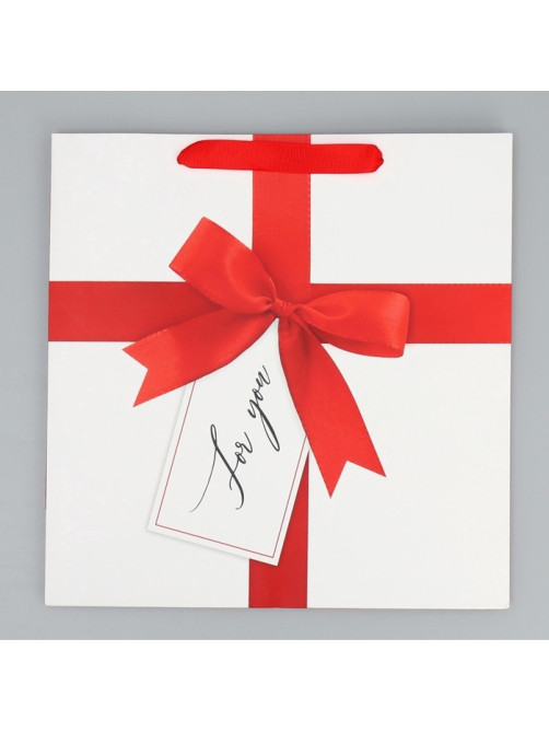 Пакет подарочный ламинированный квадратный For You, 30×30×12 см