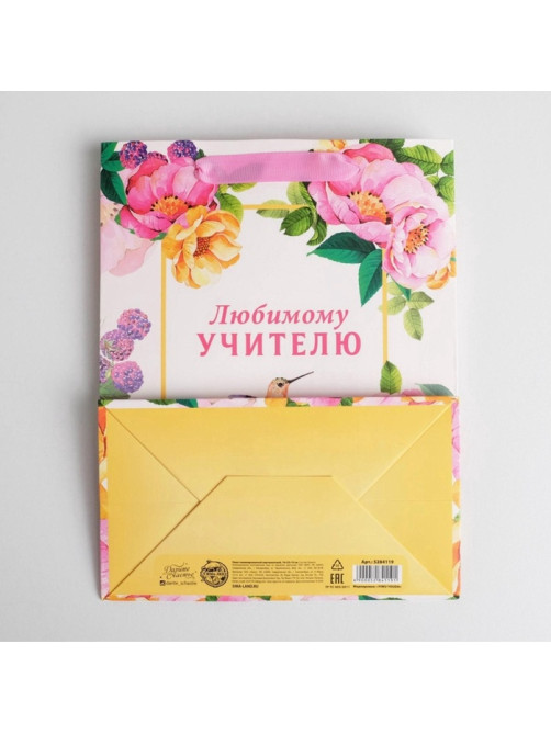 Пакет подарочный ламинированный, упаковка, «Любимому Учителю», MS 18×23×10 см
