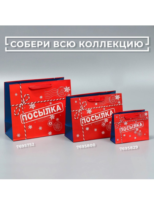 Пакет подарочный новогодний ламинированный «Посылка для тебя», MS 18×23×10 см