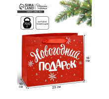 Пакет подарочный ламинированный «Новогодний подарок», MS 23×18×10 см