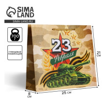 Пакет подарочный ламинированный, упаковка, «С 23 февраля», ML 25×21×8 см