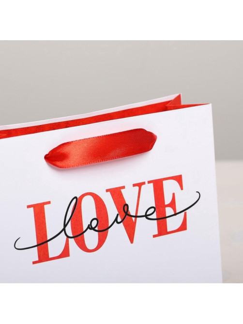 Пакет подарочный ламинированный, упаковка, LOVE, S 15×12×5.5 см