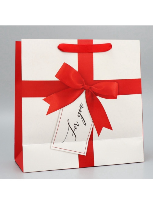 Пакет подарочный ламинированный квадратный For You, 30×30×12 см