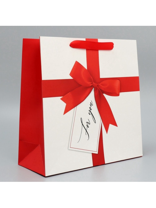 Пакет подарочный ламинированный квадратный For You, 30×30×12 см