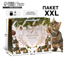 Пакет подарочный новогодний ламинированный «Новогодний подарок», XL 49×40×19 см