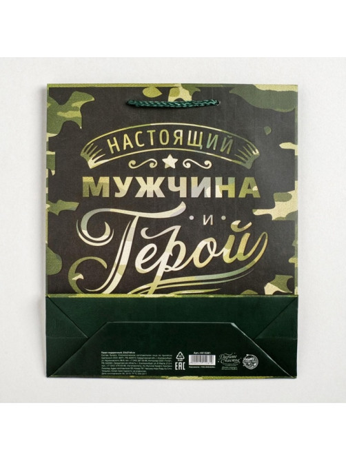 Пакет подарочный ламинированный, упаковка, «С 23 февраля», ML 23×27×11.5 см