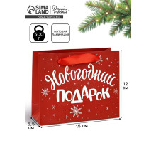 Пакет подарочный новогодний ламинированный «Новогодний подарок», S 5.5 см × 15 см × 12 см