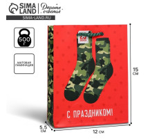 Пакет подарочный ламинированный, упаковка, «С 23 февраля», S 12×15×5.5 см