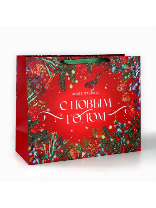 Пакет подарочный новогодний ламинированный «С Новым годом», XL 49×40×19 см