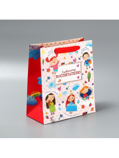 Пакет подарочный ламинированный «Любимому воспитателю», ML 27×23×11.5 см