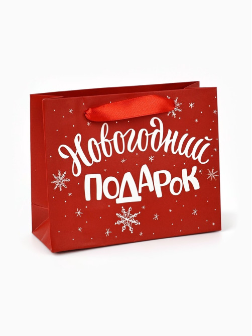 Пакет подарочный новогодний ламинированный «Новогодний подарок», S 5.5 см × 15 см × 12 см
