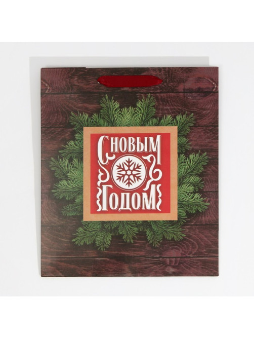Пакет подарочный новогодний ламинированный «С Новым годом», ML 23×27×11.5 см