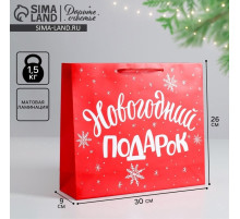 Пакет подарочный новогодний «Новогодний подарок», 30×25.5×9 см