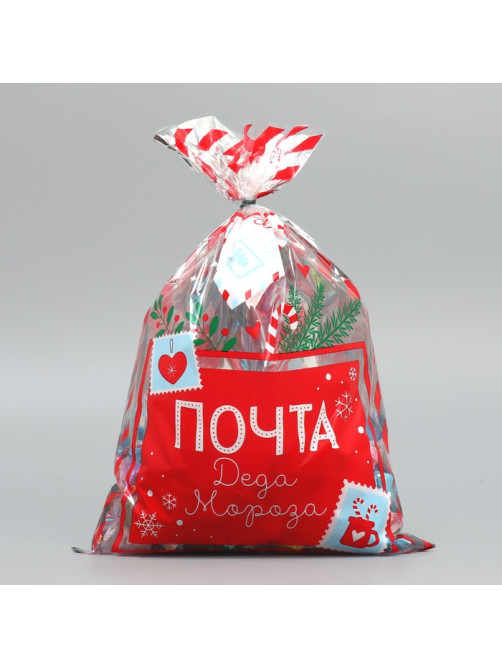 Пакет подарочный новогодний пластиковый «Почта», 20×30 см