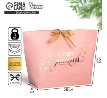 Пакет подарочный новогодний «Исполнения желаний», 26×25×11 см