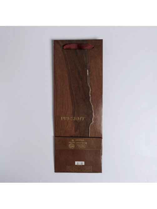 Пакет подарочный ламинированный под бутылку, упаковка, «Wood present», 13×36×10 см