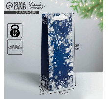 Пакет новогодний подарочный под бутылку Happy New Year!, 13×35×10 см