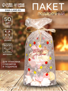 Пакет новогодний фасовочный БОПП, с донной складкой, «Венок» 20×35 см