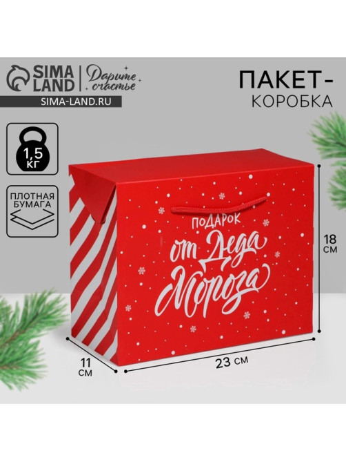Пакет - коробка новогодний подарочный «Подарок», 23×18×11 см