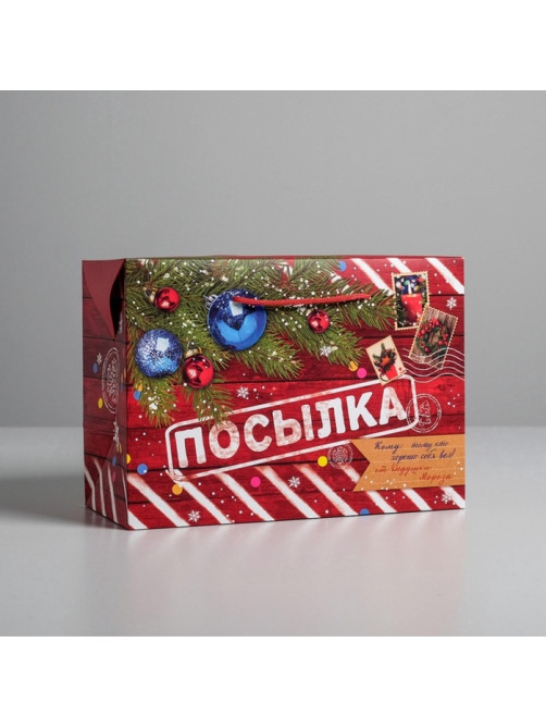 Пакет‒коробка подарочный «Новогодняя посылка», 28×20×13 см