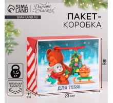 Пакет - коробка подарочный новогодний «Для тебя», 23×18×11 см