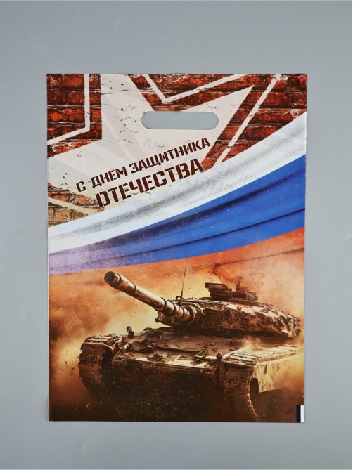 Пакет подарочный «С Днём Защитника Отечества», полиэтиленовый с вырубной ручкой, 30×40 см, 50 мкм