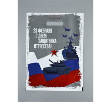 Пакет подарочный «23 февраля», полиэтиленовый, с вырубной ручкой, 30×40 см, 50 мкм