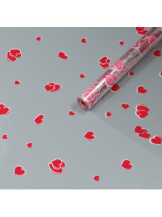 Пленка для цветов «Сердечки» красная 0.7×8.2 м, 40 мкм