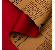 Плёнка матовая двухсторонняя «Газета на крафте» красный, 0.58×10 м