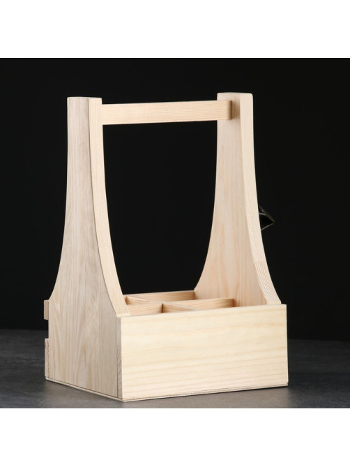 Ящик для пива, 30×18×19 см, под 4 бутылки, с открывашкой, деревянный