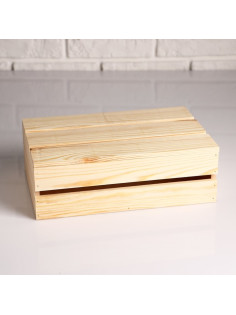 Подарочный ящик, 30×20×10 см, деревянный, с реечной крышкой