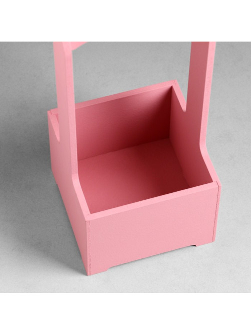 Подарочный ящик, 13.5×13.5×30 см, деревянный, с ручкой, розовый