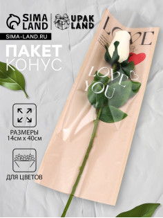 Пакет конус, для цветов, пудра, 14×40 см